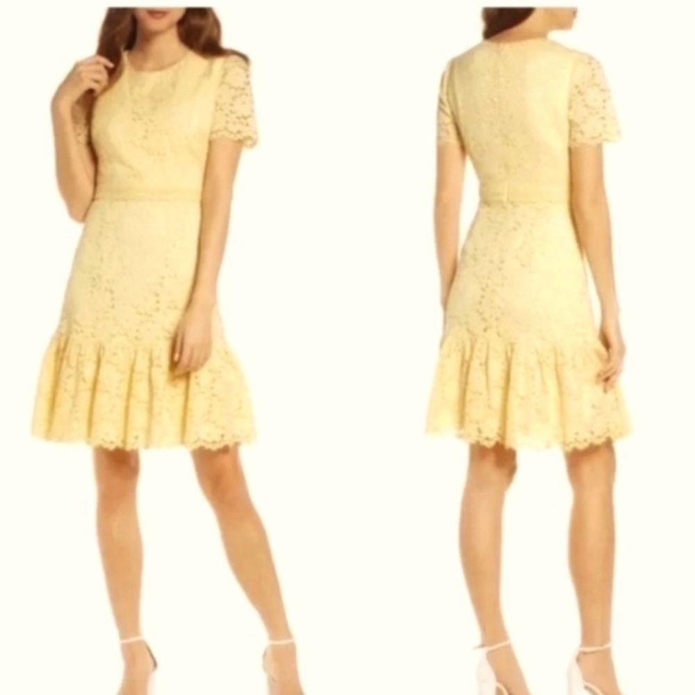 NWT Rachel Parcell Yellow Lace Dress LARGE